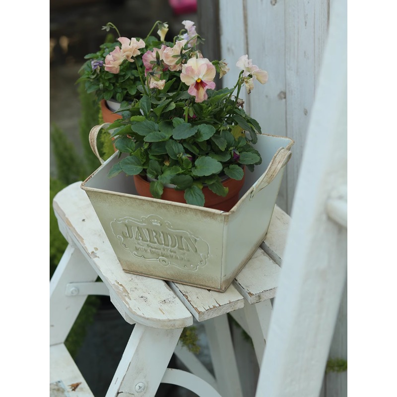 Gardening Tools English - Vintage pastoral tin English binaural flower